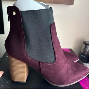Lane Bryant Burgundy and Black Heeled Boots